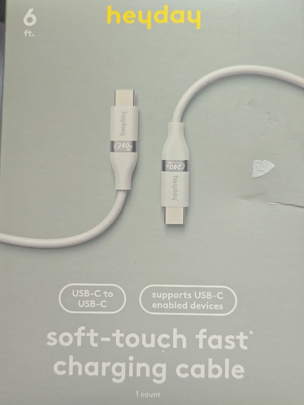 Heyday Soft-Touch USB-C to USB-C Fast Charging Cable